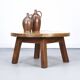 Round Rustic Vintage Brutalist Coffee Table from Oak