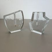 Set of 2 "brutalist" rock glass vases, germany 1970