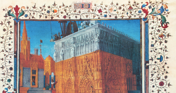 Affiche construction de cathédrale, 1951