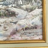 Oil on canvas "Farm in the forest"