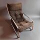 Pixi armchair by Gillis Lundgren for IKEA in chrome and brown velvet, 1974