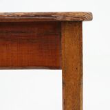 Vintage square wooden stool with handle, Belgium ca. 1920