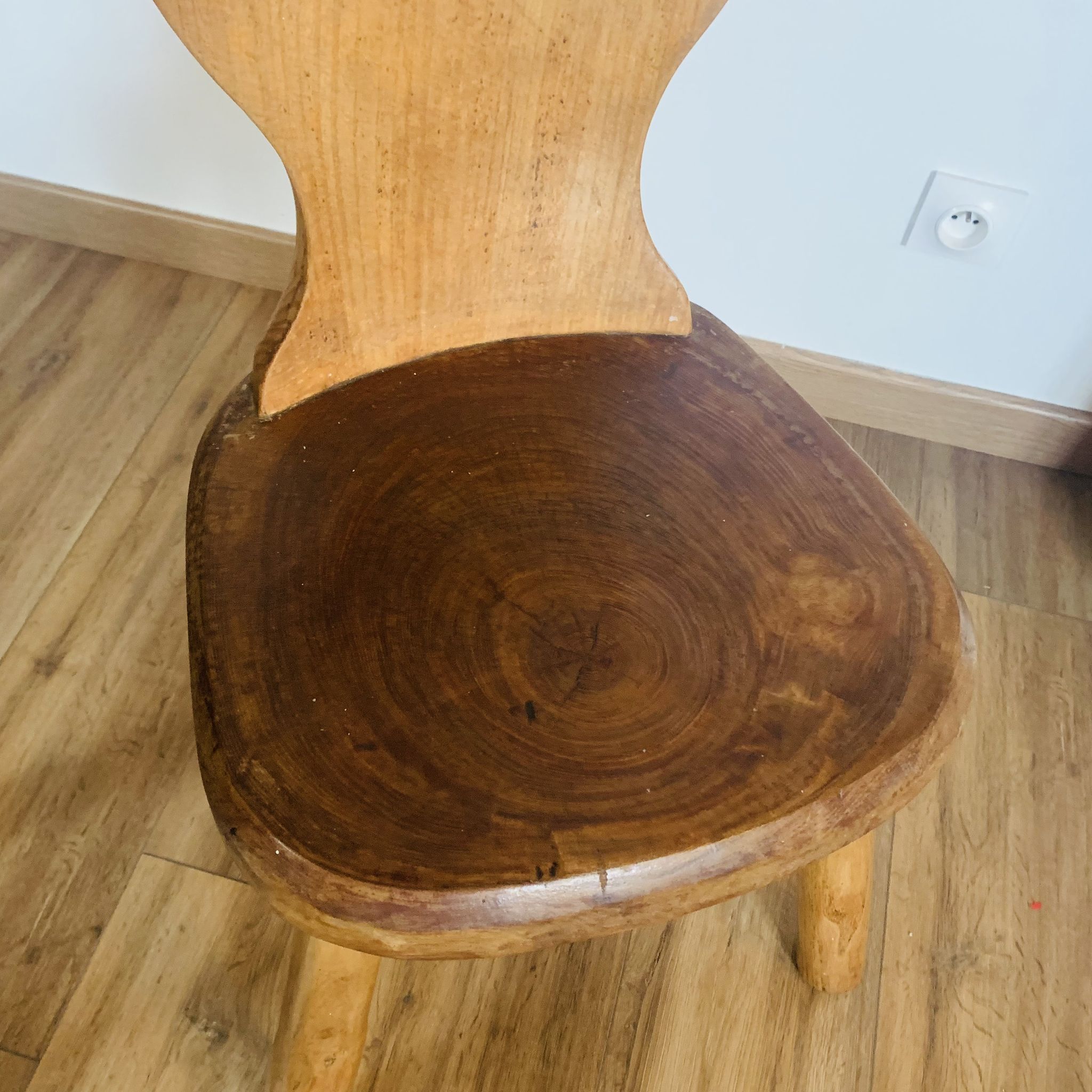 Pair of brutalist tripod chairs
