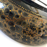 Antique black lacquered wooden coupe with gold decoration - late 19th century