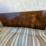 Old pressed sheet metal bed and its bedside table