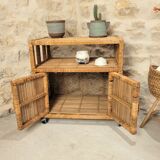 Wicker storage cabinet