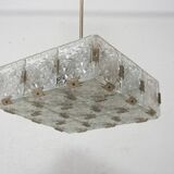 Vintage glass and chrome steel suspension Kamenický Šenov 1970s Czechoslovakia