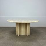 Round travertine coffee table