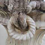 Pair of planter vases decorated with faces in reconstituted stone 1950s