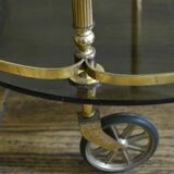 Desserte néoclassique en laiton et et verre fumé, milieu XXème