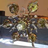 Chandelier in glass and brass 1960