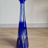 Vintage blue cut crystal bud vase - bohemian craft charm