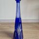 Vintage blue cut crystal bud vase - bohemian craft charm