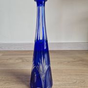 Vintage blue cut crystal bud vase - bohemian craft charm