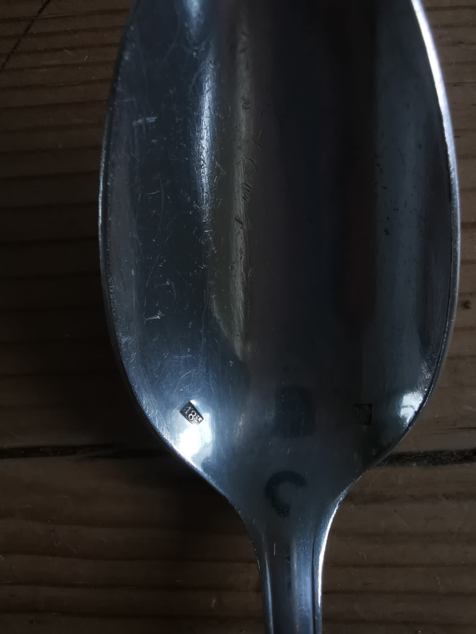 Set of 10 small silver metal spoons
