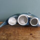 Salière poivrier moutardier zoomorphe, poisson en porcelaine