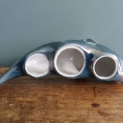 Salière poivrier moutardier zoomorphe, poisson en porcelaine