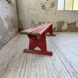 1950s oak bench with red patina, 2m