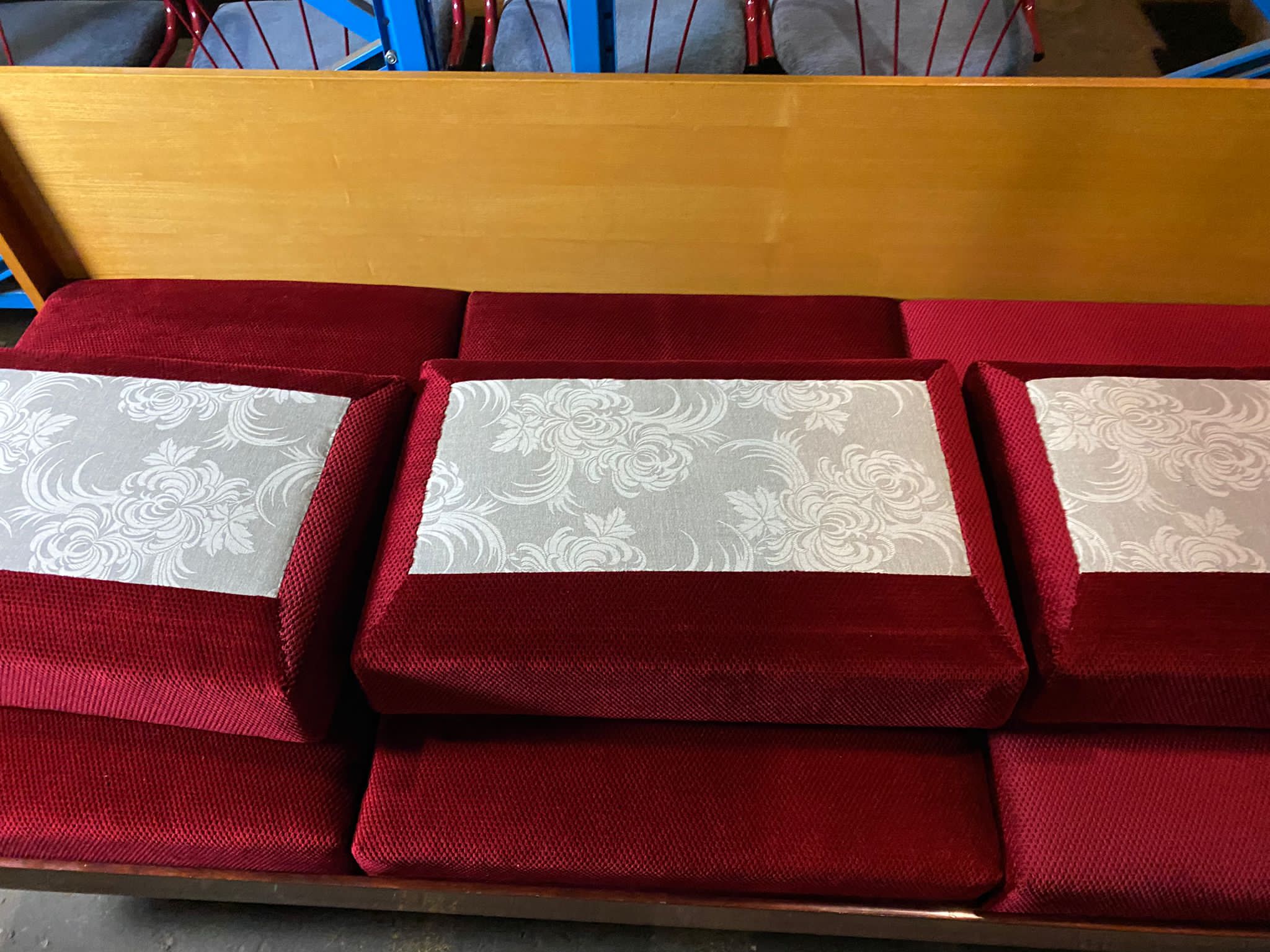Daybed in beech and red fabric by jitona, vintage czech 1970s