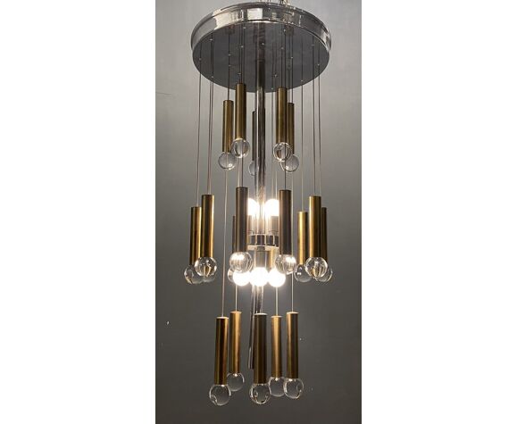 Mid Century Chrome And Brass Sphere Chandelier From Sciolari Selency Mid Century Chrome And Brass Sphere, Glass Brass Sphere Chandelier