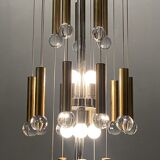 Lustre chrome et sphère en laiton du milieu du siècle de Sciolari