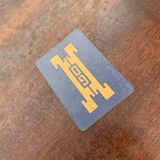 Magazine rack with wooden and gilded brass tablet