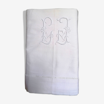 L J monogram embroidered sheet