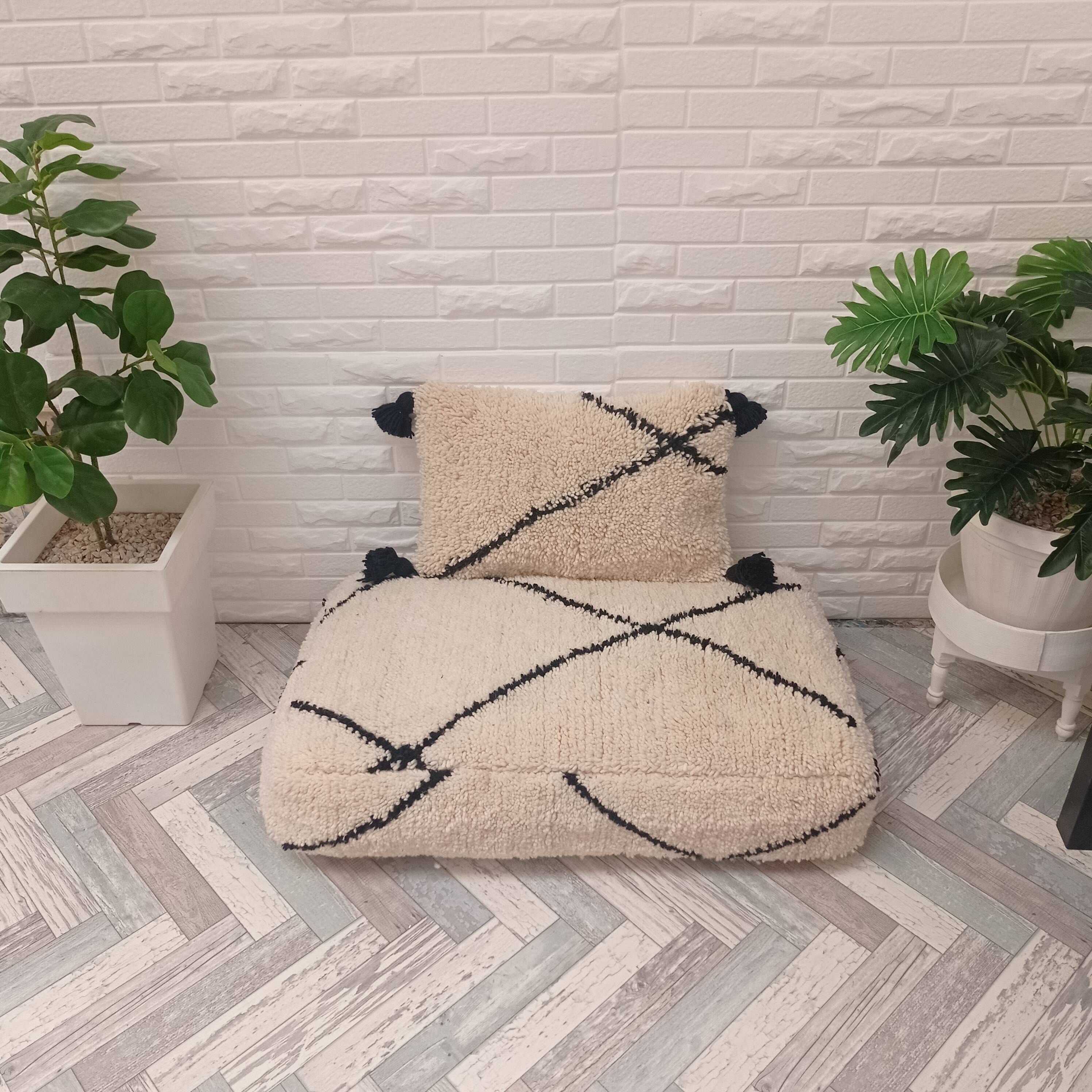 Pouf  berbère fait main en laine