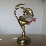 Lamp " flower " in gold metal 70s