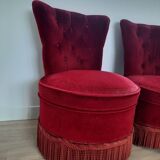 Pair of Napoleon III style red velvet armchairs