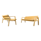 Mid-century plywood benches in the manner of Alvar Aalto, 1960 - set of 2