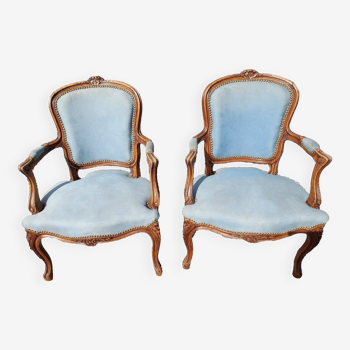 LOUIS XV style bergere armchairs