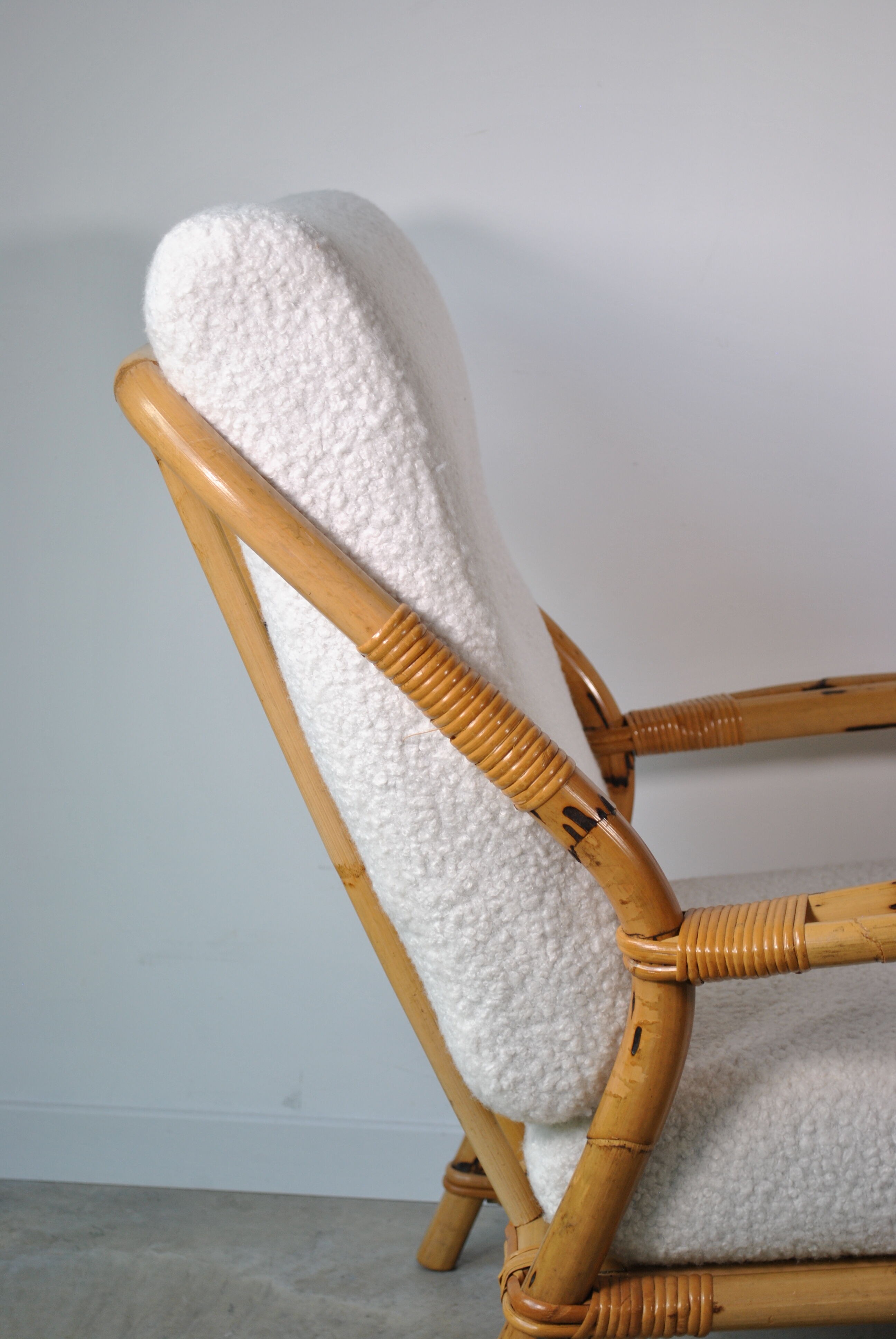 Bamboo armchair rattan buckle 1970