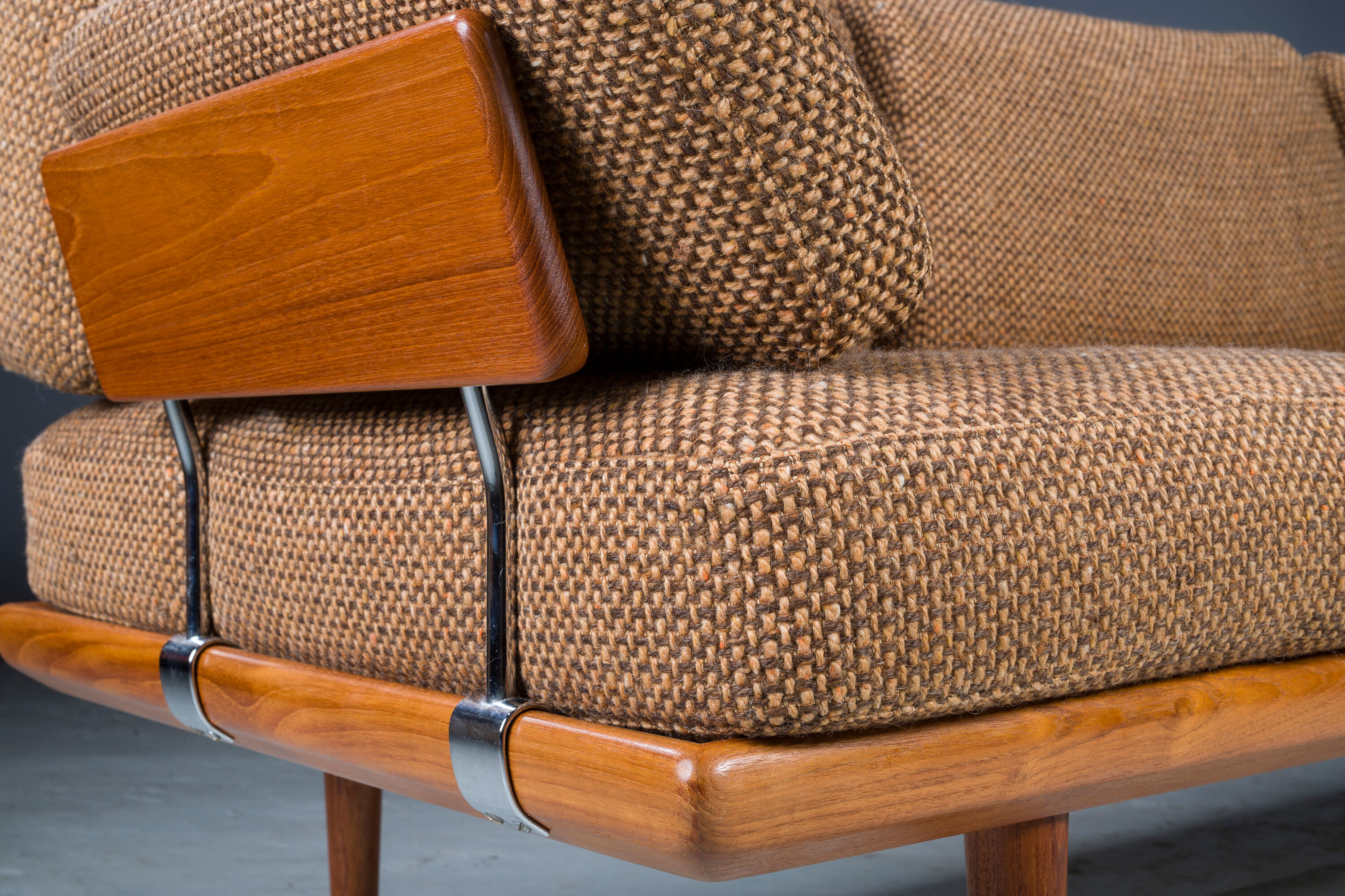 Danish Teak Fd 417 3 Seats Sofa Model Minerva by Peter Hvidt and Orla Molgaard-Nielsen for France &