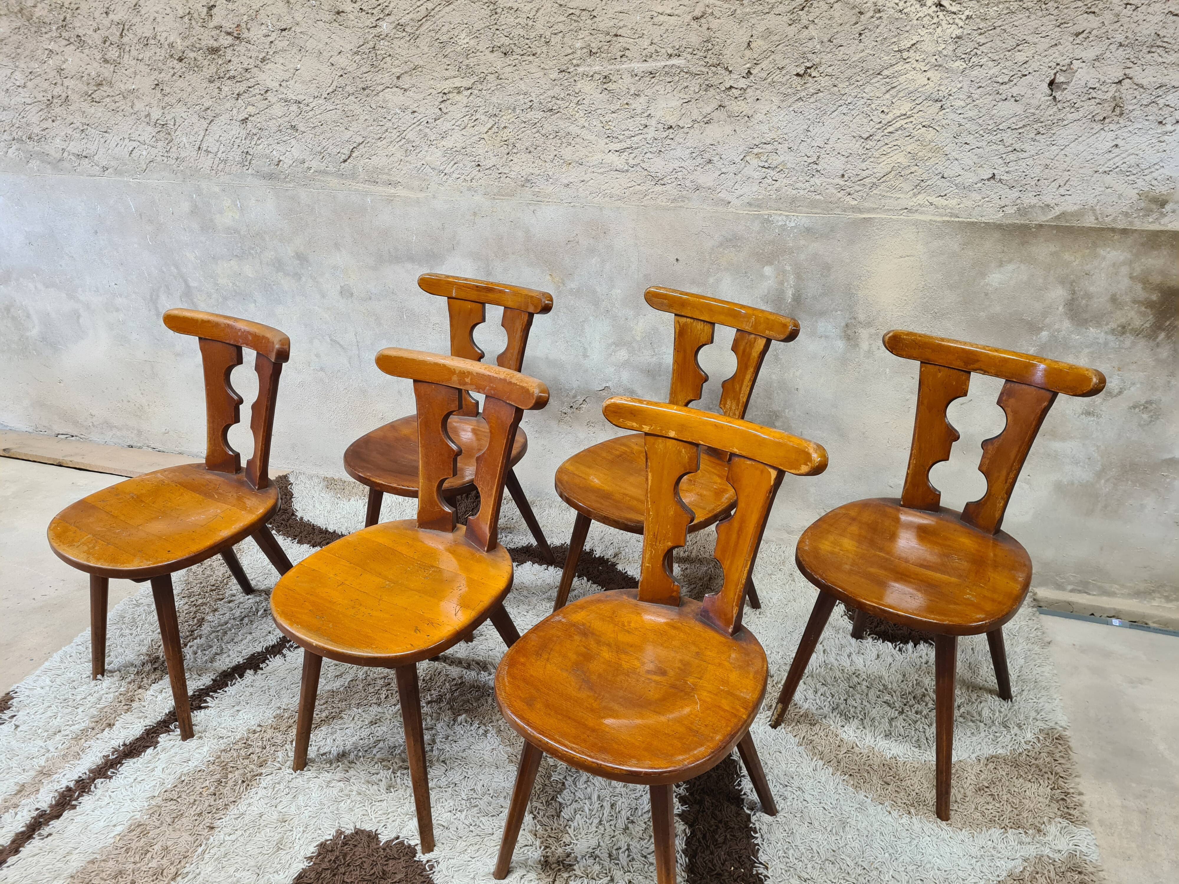 Set of 6 chairs brutalist bistro Bombenstabil year 1960