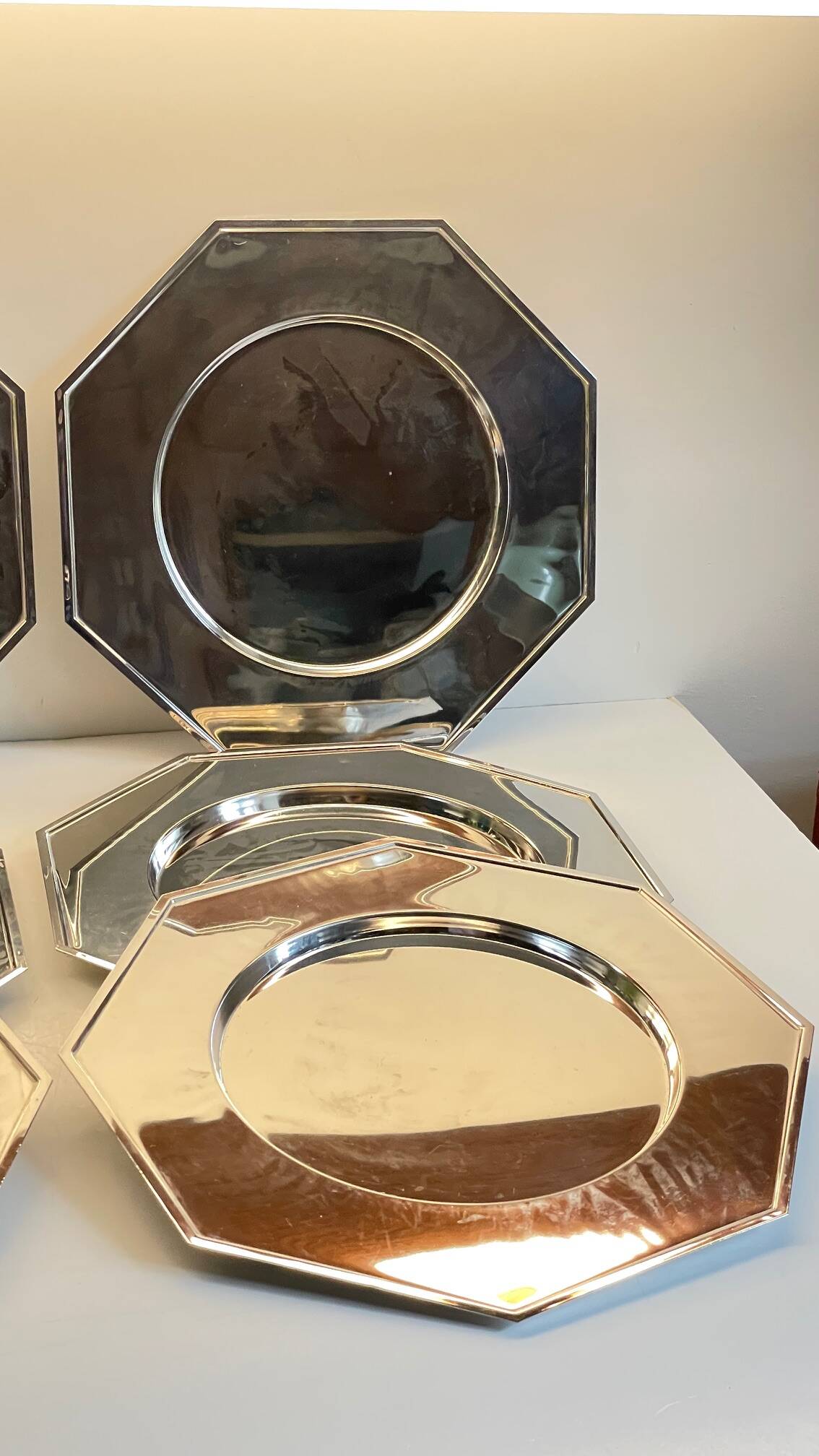 6 Vintage Silver-Plated Metal Plates and Dishes