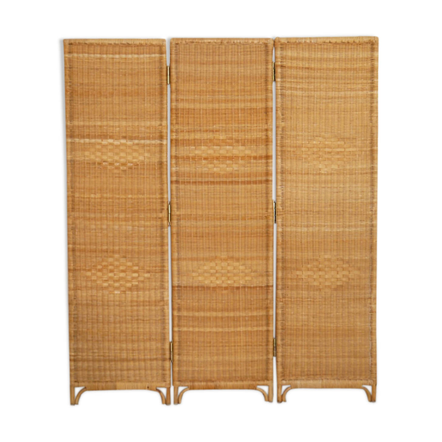 Vintage screen in rattan and wood 1960