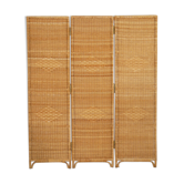 Paravent vintage en rotin et bois 1960