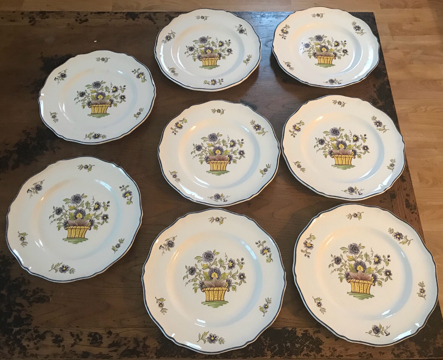Lot de 8 assiettes Voeux Delft Saint Amand