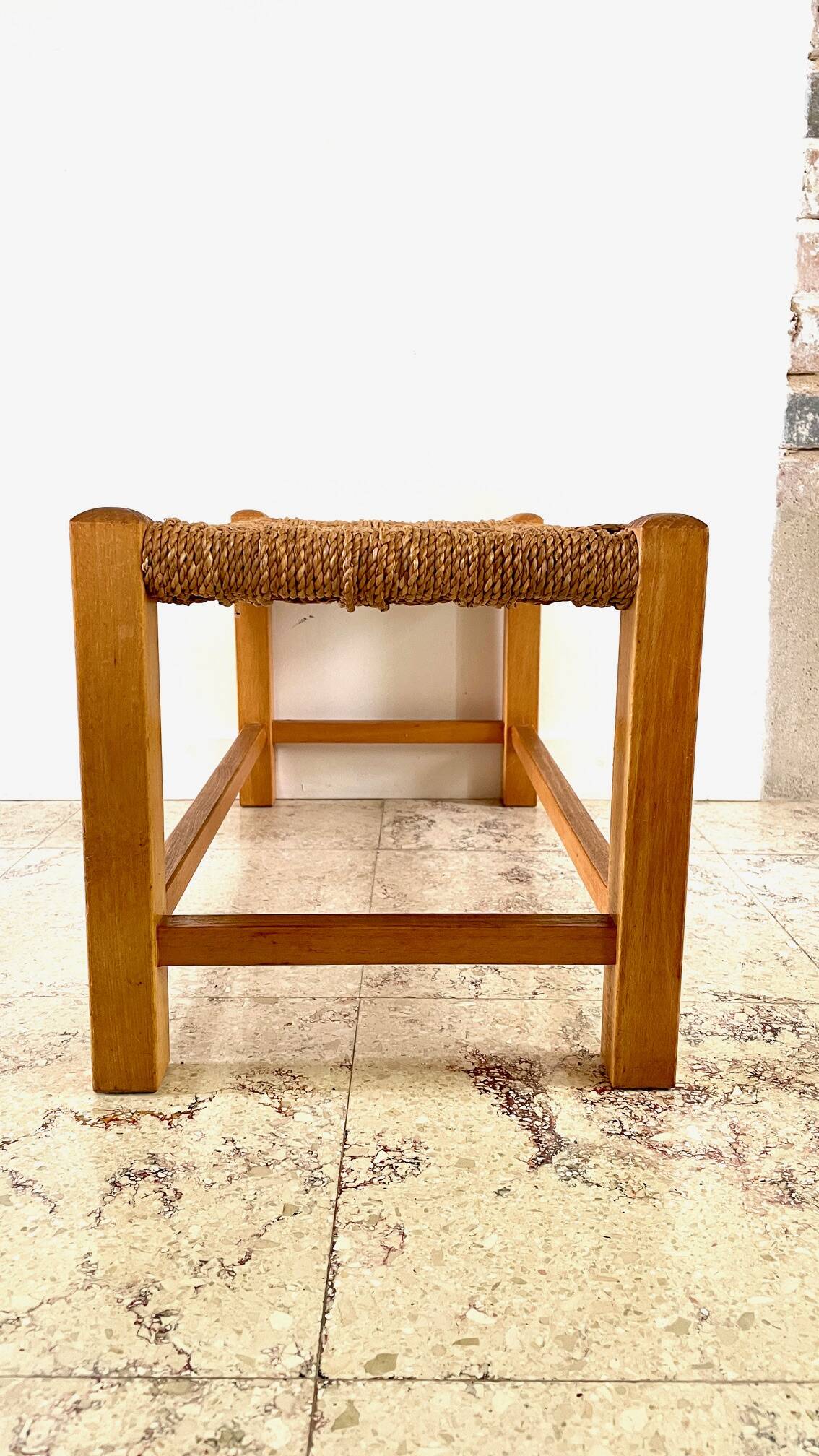 Stool bench wood and rope vintage bohemian spirit