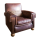 Leather and jacquard club chair