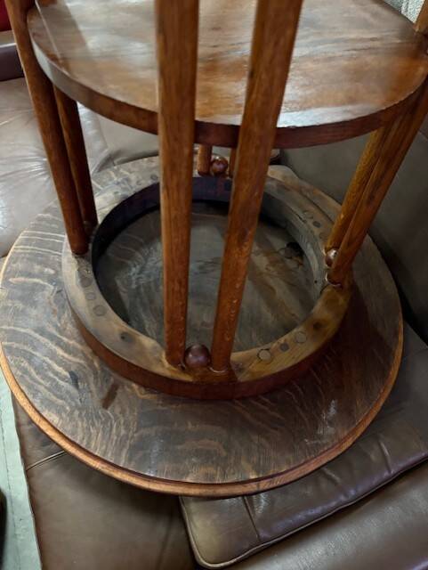 Vienna Secession coffee table in oak and brass, Czechoslovakia, 1920s.