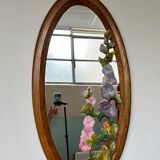 Miroir sculpté en bois décors fleurs