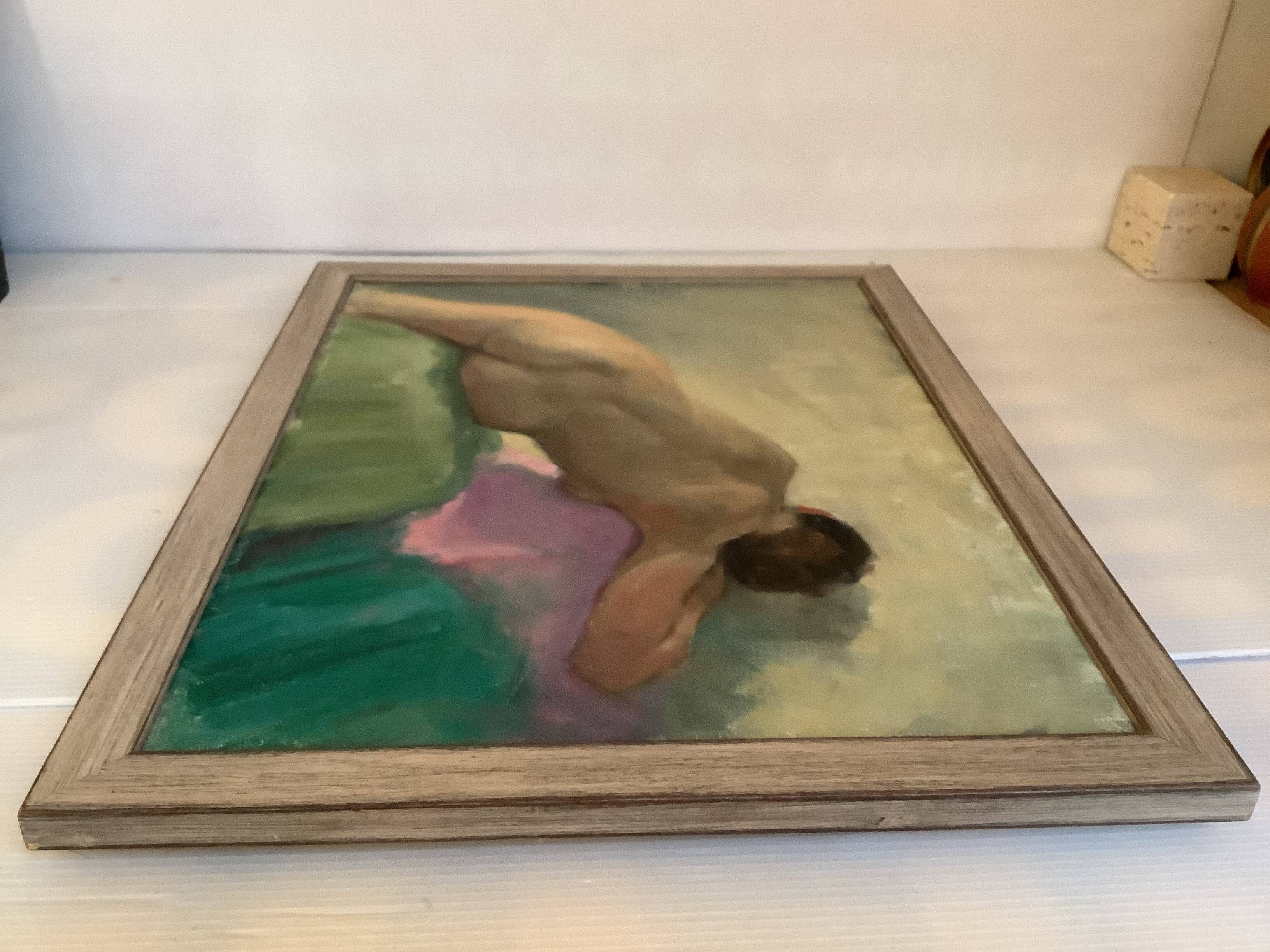 Nude woman lying down, oil on canvas.