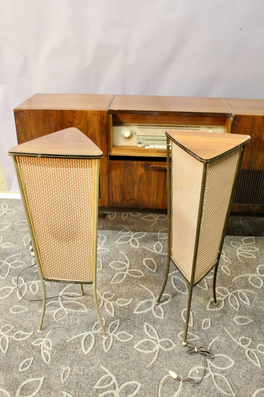 Vintage Schaub Lorenz Enfilade Hifi with its Two Speakers