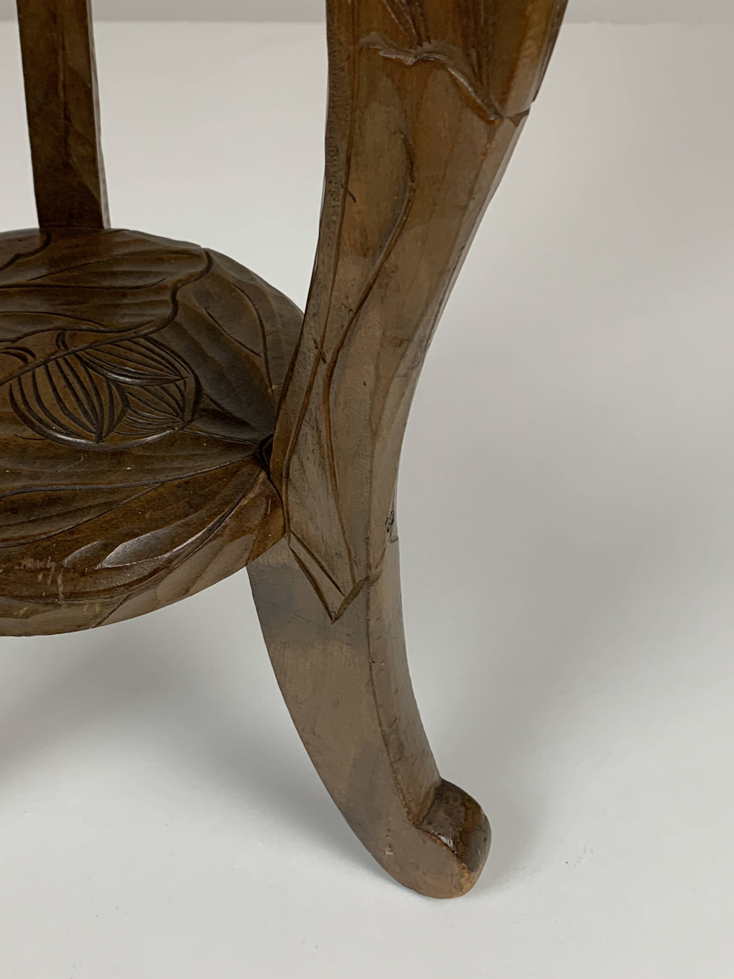 Arts & Crafts Japanese Hand Carved Side Table for Liberty London, 1905