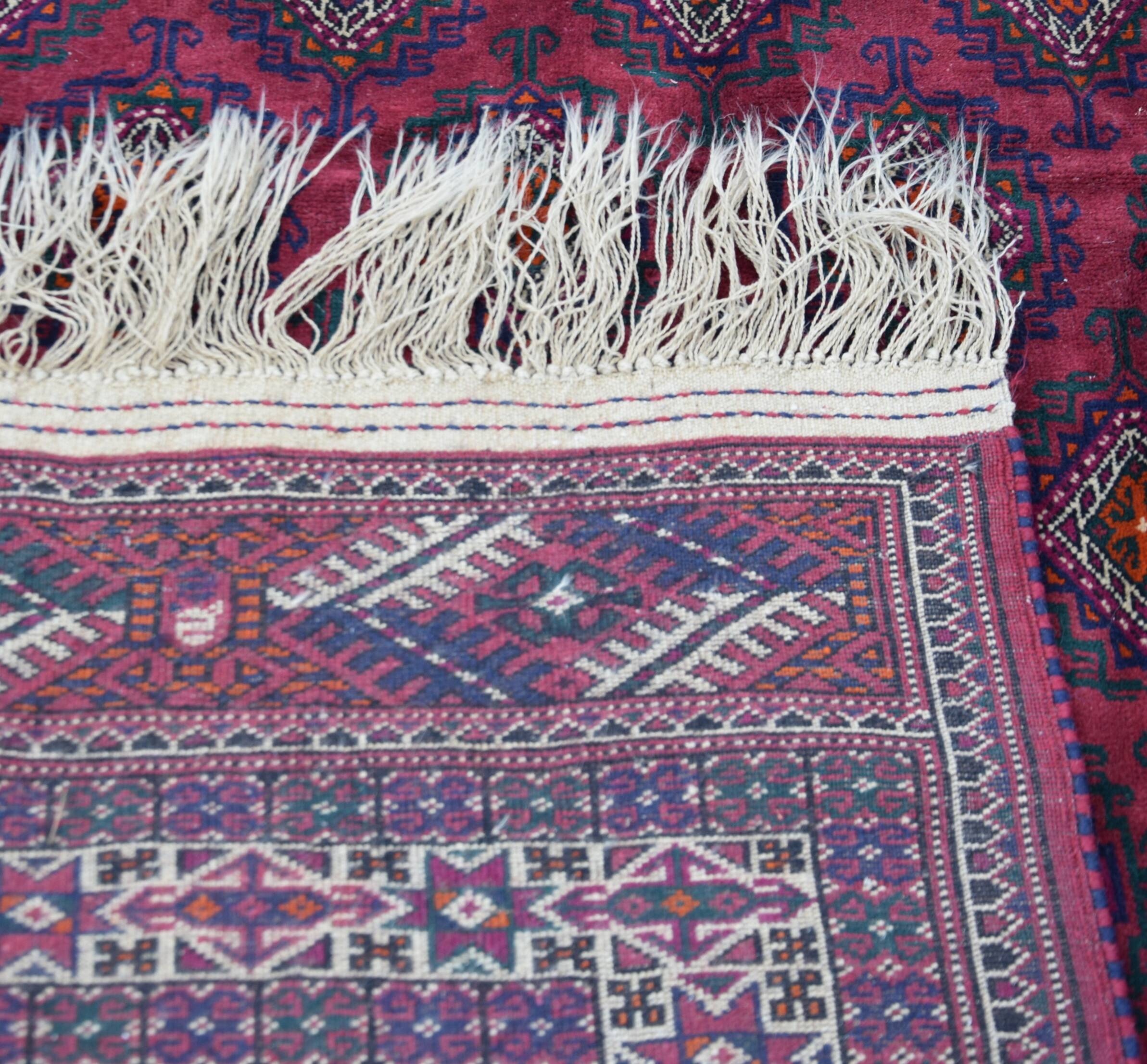 Large Semi Antique Turkmen Rug Bukhara Yomouth 370 × 224 Cm - Handmade