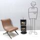 Black Leather and Chrome-Plated Metal Magazine Rack by Salmistraro, Italy