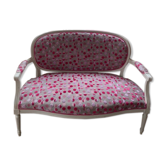 bBanquette ancienne 2/3 places recouverte de tissu Manuel Canovas