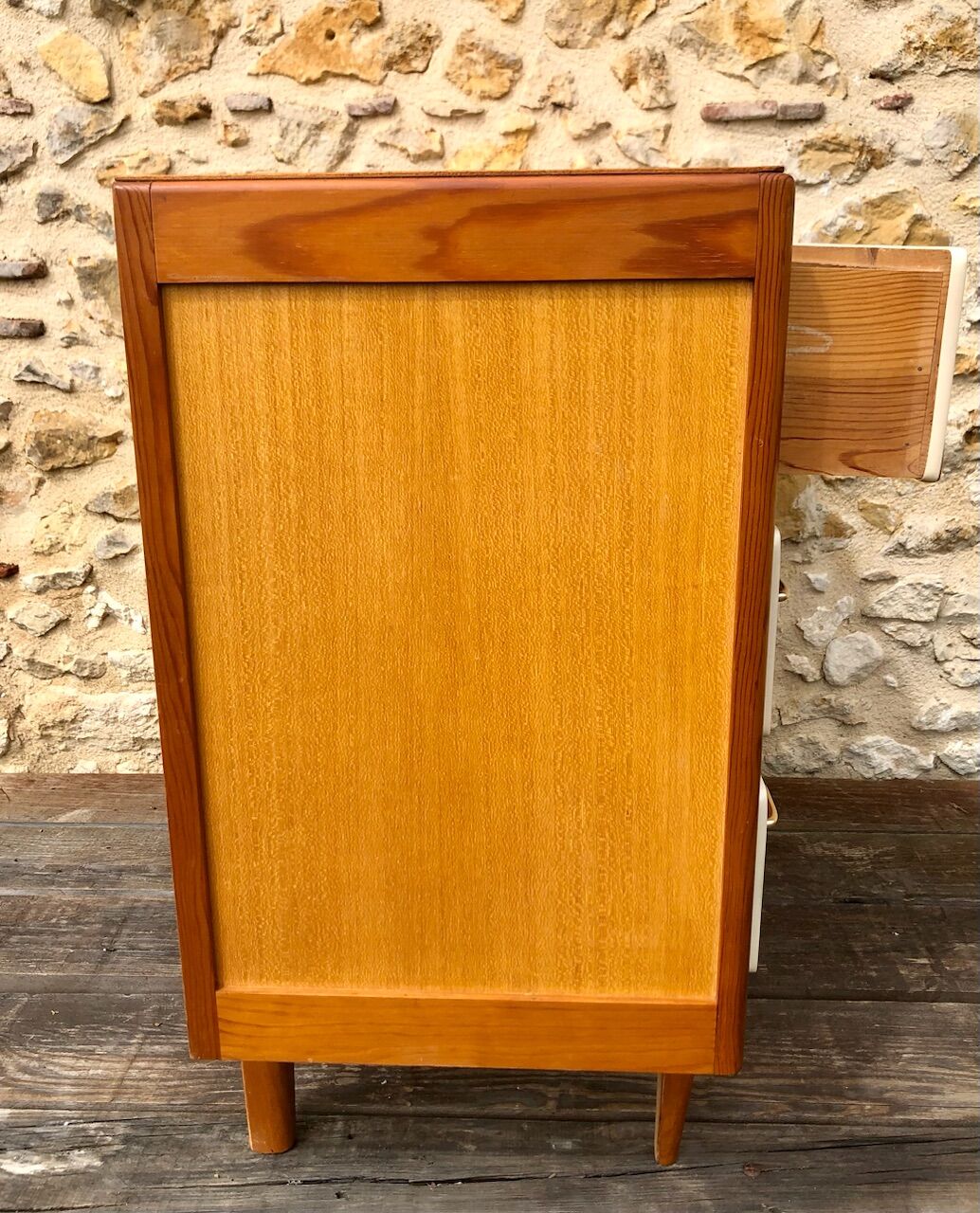 Vintage blond wood chest of drawers, circa 60s